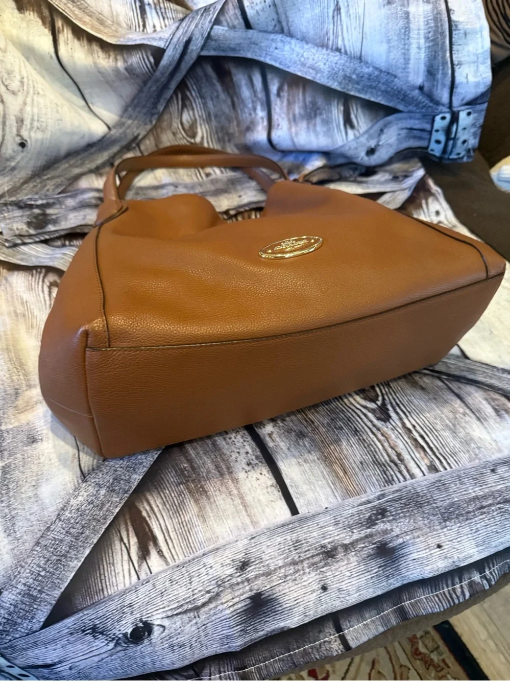COACH Edie 31 Brown Leather Shoulder Tote